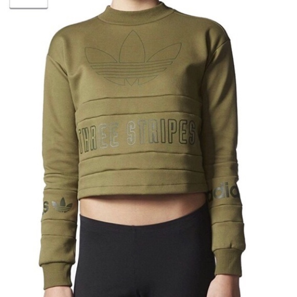 Adidas Three Stripes Olive Long Sleeve